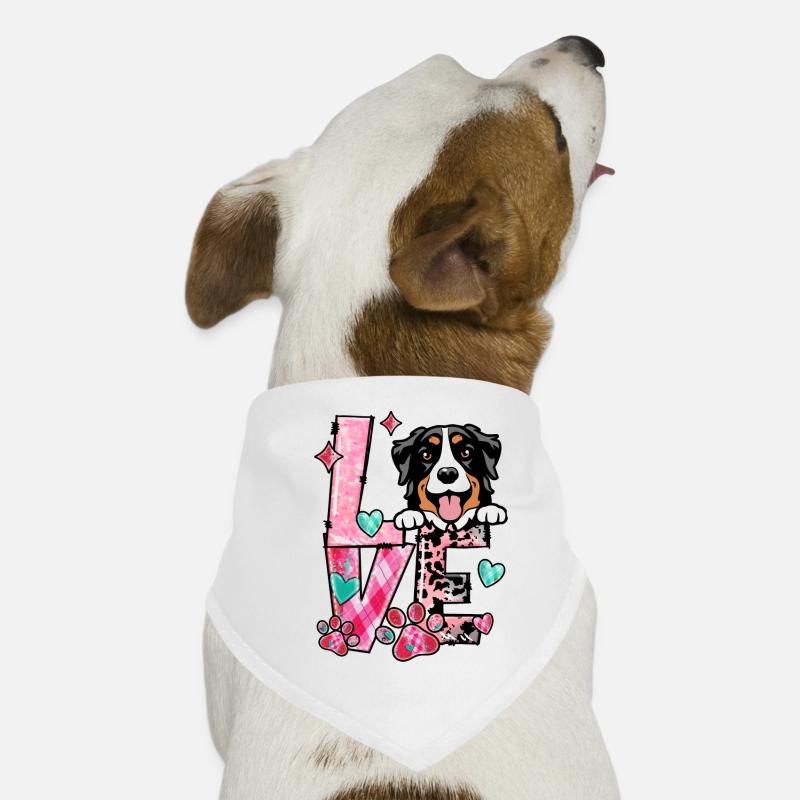 Chien bernois J’aime mon chien Saint-Valentin Bandana pour chien