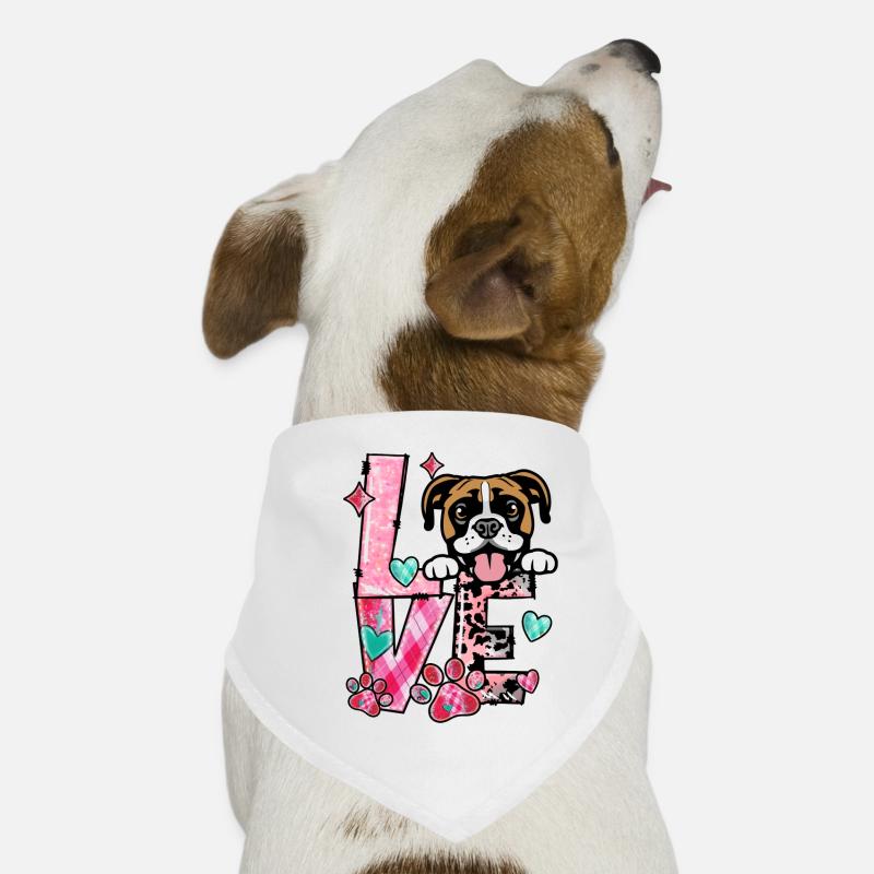 Chien Boxer J’aime Mon Chien Saint Valentin Bandana pour chien