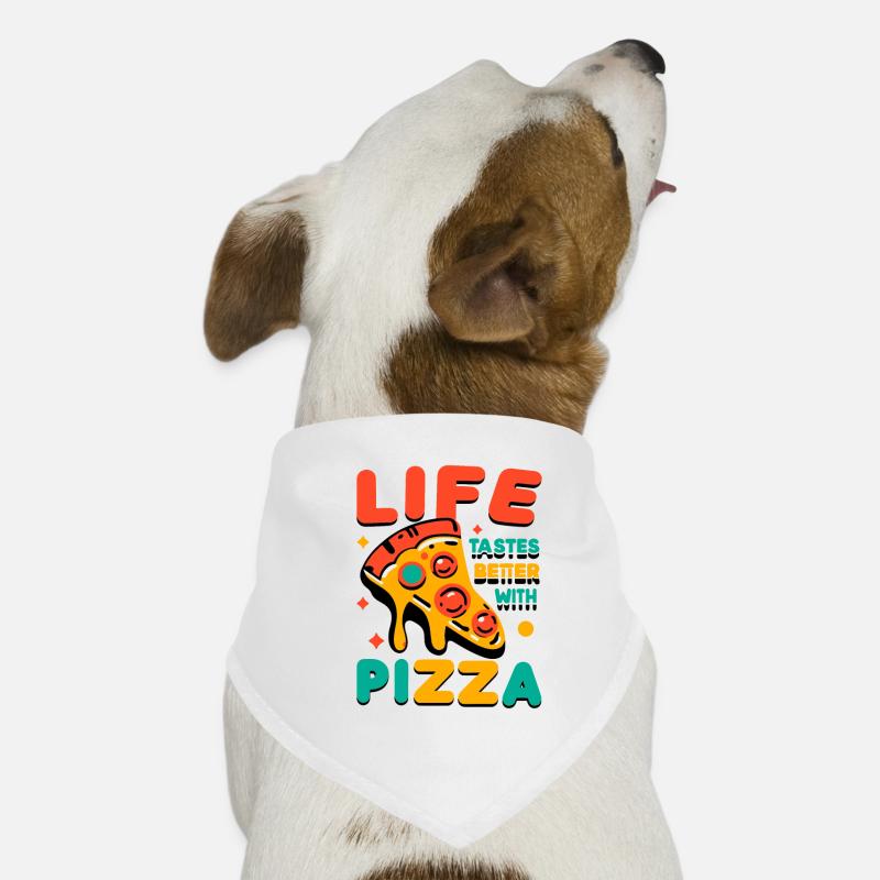 Mit Pizza schmeckt das Leben besser Hunde-Bandana