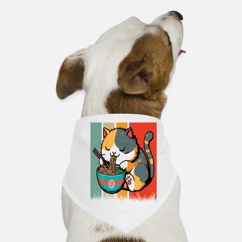Chat mangeant des Ramen, coloré Bandana pour chien