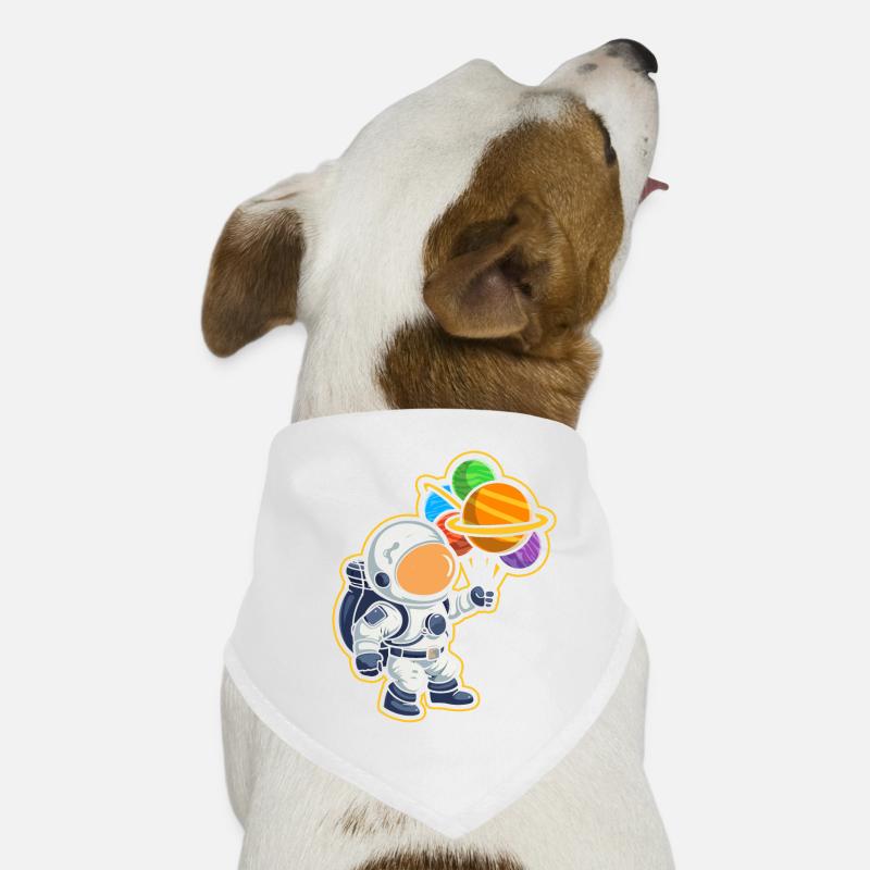 Astronaut Holding Planet Balloons Solar System Dog Bandana