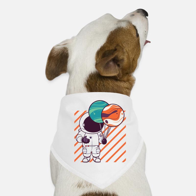 Astronaut Holding Planet Balloons Solar System Dog Bandana