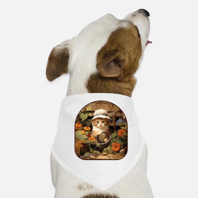 Cottagecore Gartenkatze kümmert sich um eine Laune Hunde-Bandana