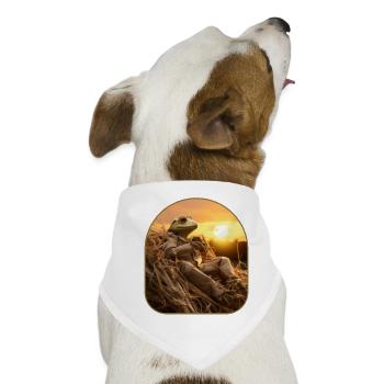 Frosch Heuhaufen Sonnenuntergang beobachten Landschaft - Hunde-Bandana - Weiß - Vorne