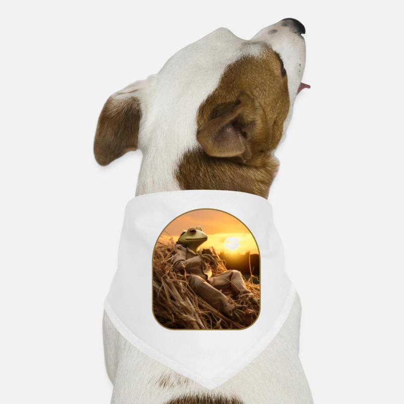 Frog Haystack Sunset Watching Countryside Dog Bandana