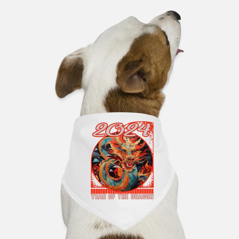 Chinesisches Neujahr des Drachen Patchwork Stoff Drache Hunde-Bandana