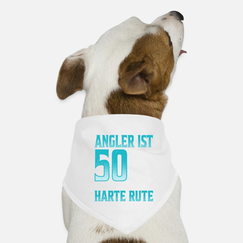 50. Geburtstag Angler Geschenkidee - Hunde-Bandana - Weiß