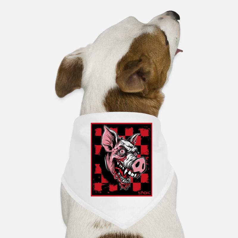 Checkerboard Pattern, Brutally Funny Zombie Pig Dog Bandana