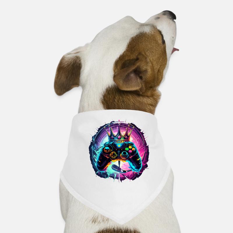 Gaming Controller with Headset and Crown Dog Bandana