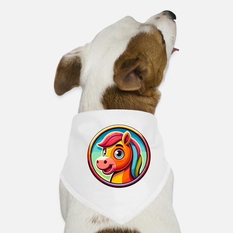 Cheval, tête de cheval dans un style comique Bandana pour chien