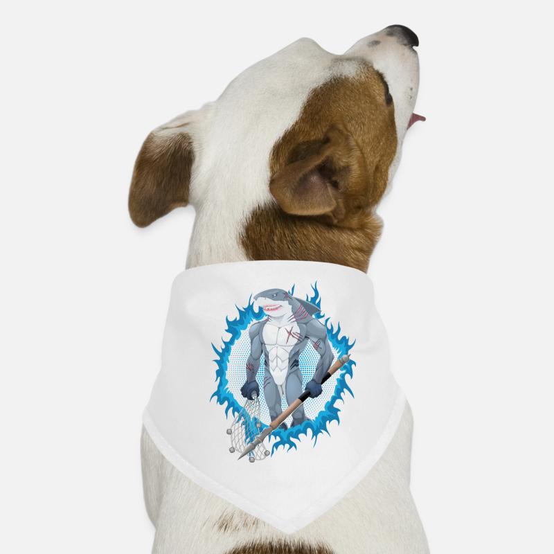Requin mutant avec fond de feu bleu Bandana pour chien