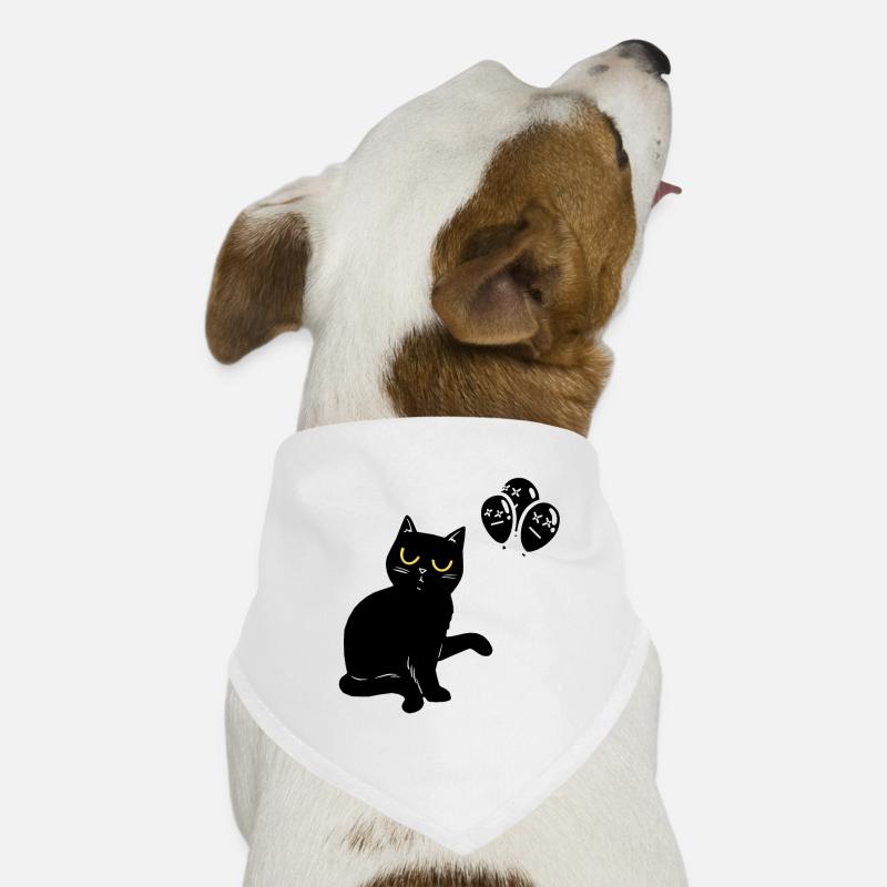 Schwarzer Kater Katze Halloween Luftballons - Hunde-Bandana - Weiß