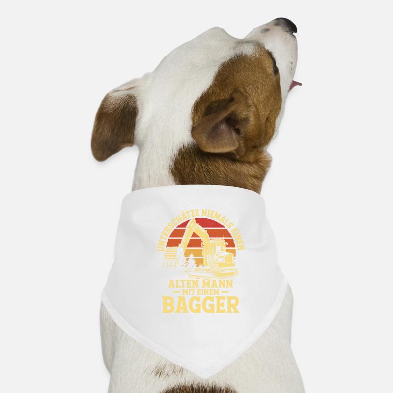 Alten Mann mit einem Bagger Bau Baggerfahrer - Hunde-Bandana - Weiß