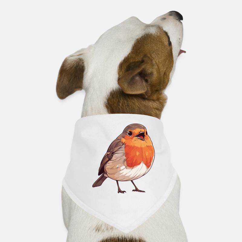 Robin Rotkehlchen - Hunde-Bandana - Weiß
