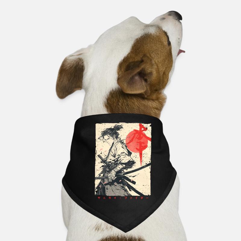 Samurai Fighter - Japanese Ukiyo-e Artwork Dog Bandana