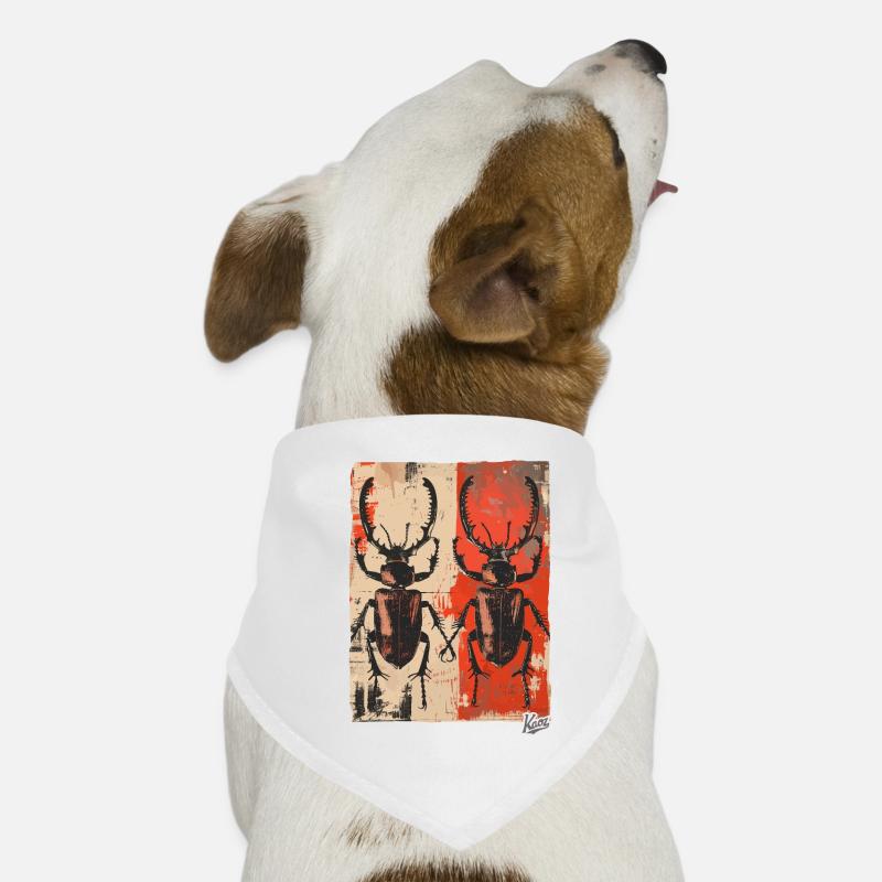 Zwillinge der Dicken Hirschkäfer - Hunde-Bandana - Weiß