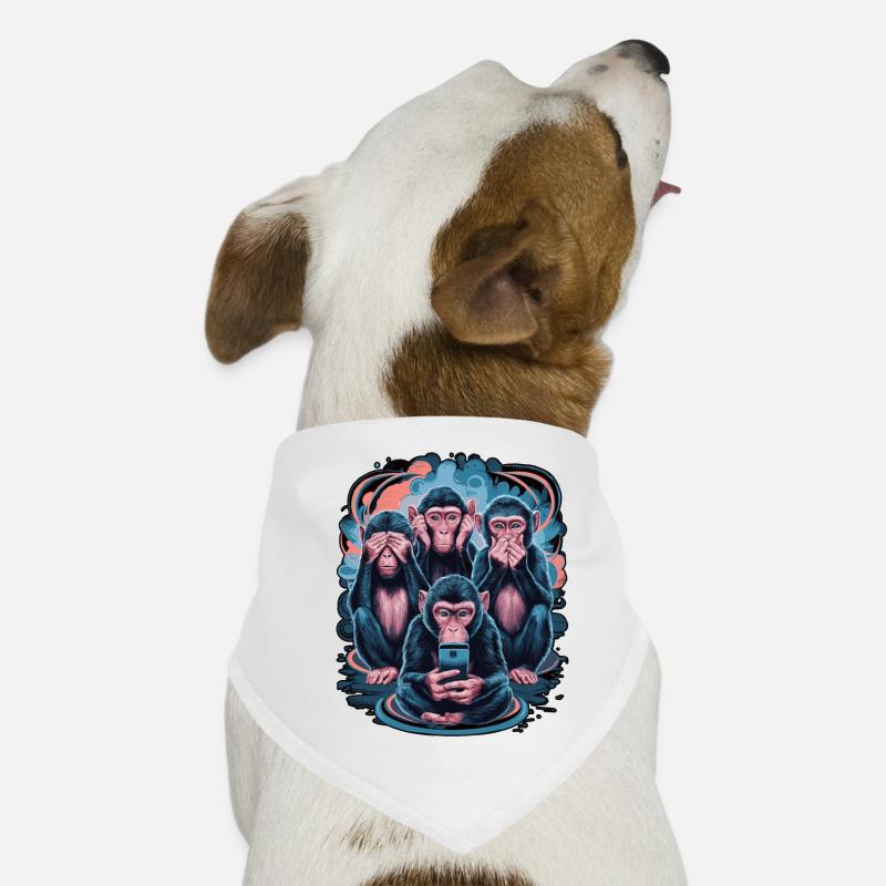 Weise Affen Mit Handy Lustiges Multi Media Design Hunde-Bandana