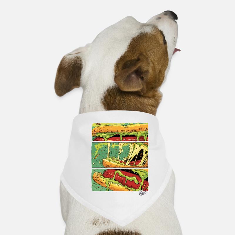 Comic-Panels: Käse-Monster-Wurst im Brötchen Hunde-Bandana