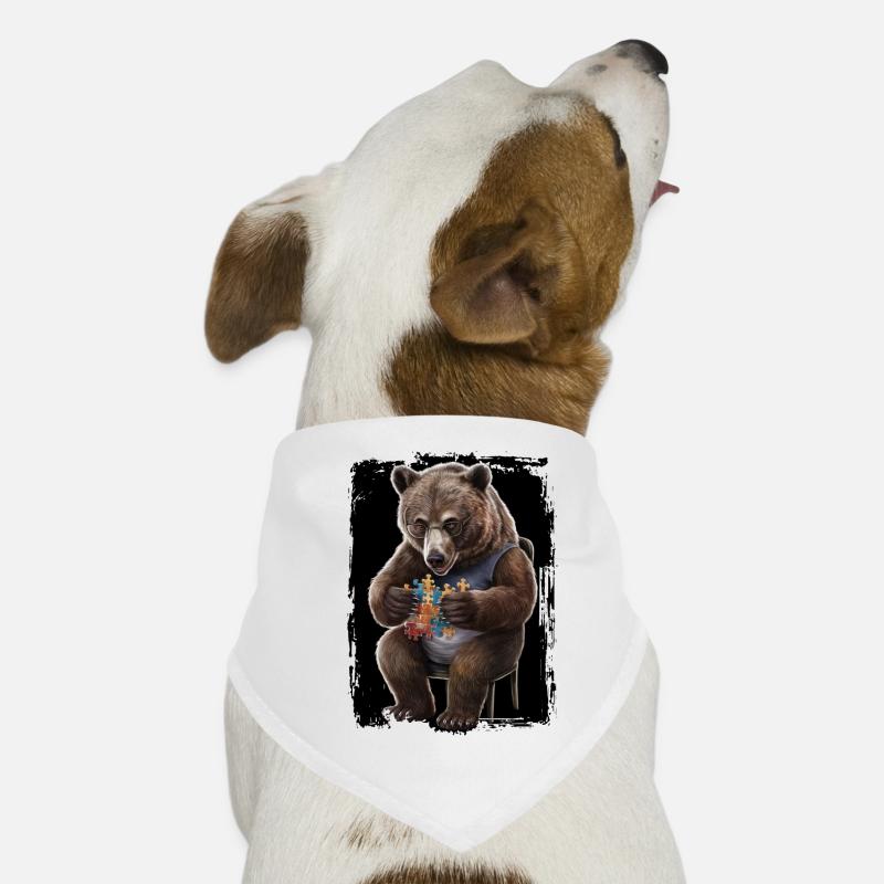 Grizzlybär spielt Puzzle Geschenk Hunde-Bandana