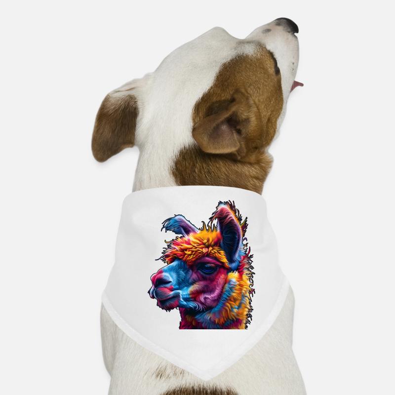 lebendige Alpaka-Kunst, buntes Alpaka-Design, Hunde-Bandana