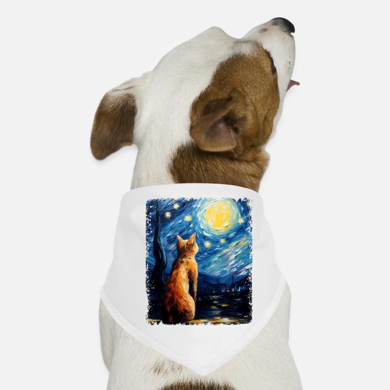Chat Orange Abyssin Nuit Étoilée Peinture Bandana pour chien