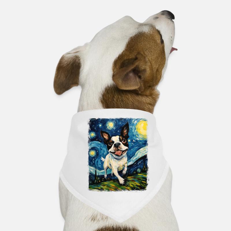 Boston Terrier Hund Sternennacht Gemälde Hunde-Bandana