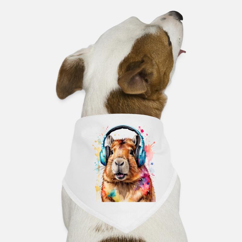 Capybara Kopfhörer Capy Bunt Tier Design Print Hunde-Bandana