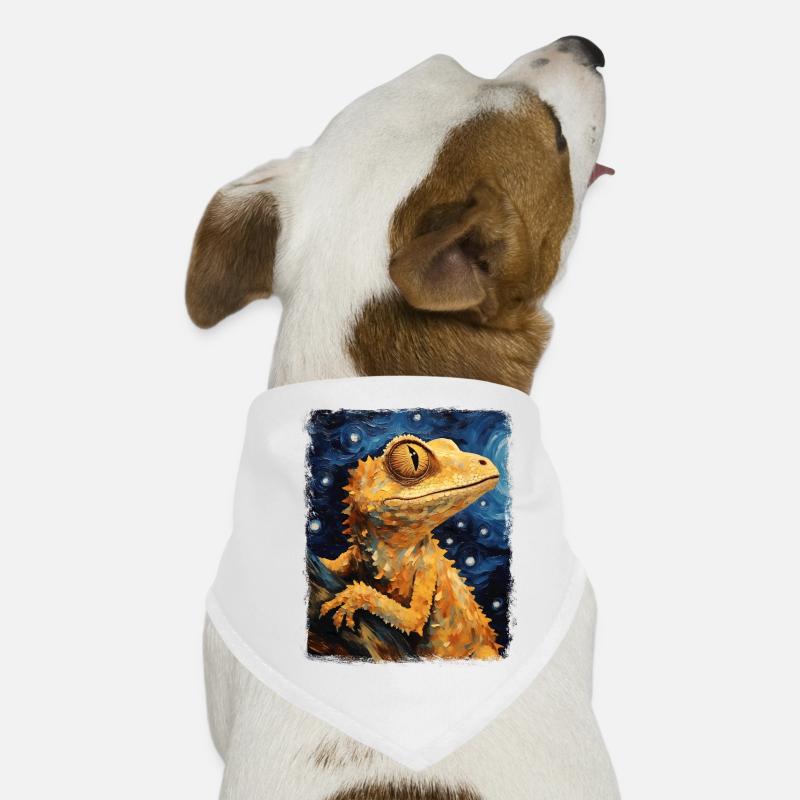 Crested Lizard Starry Night Painting Dog Bandana