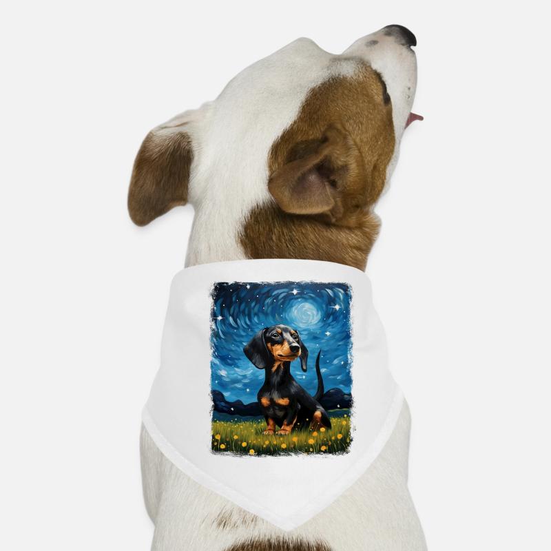 Teckel chien Nuit étoilée Peinture Bandana pour chien