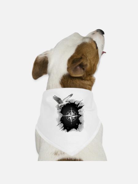 Mouettes maritimes, boussole, mouettes, rose des vents - Bandana pour chien - blanc