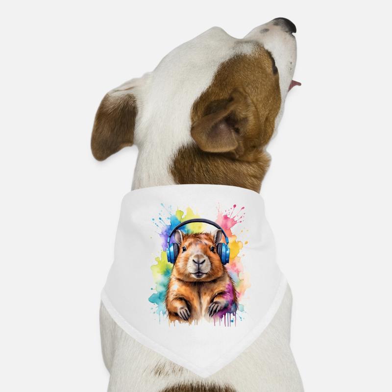 Capybara Kopfhörer Capy Bunt Tier Design Print Hunde-Bandana