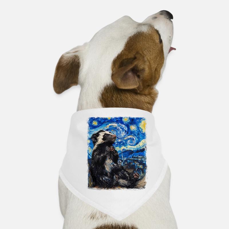 Skunk Weasel Starry Night Painting Dog Bandana