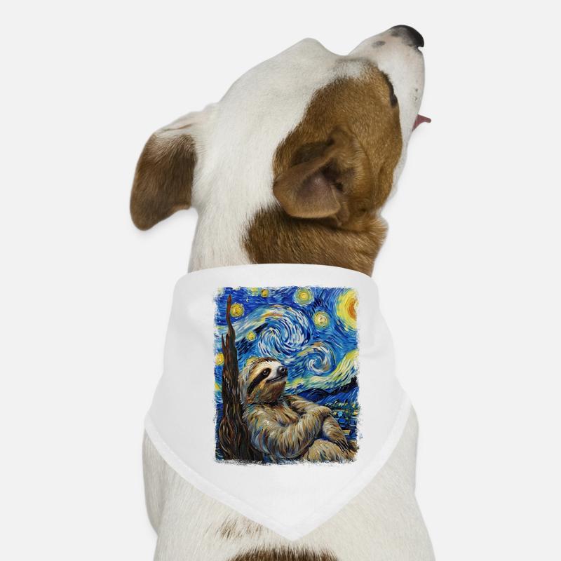 Sloth Lazy Starry Night Painting Dog Bandana