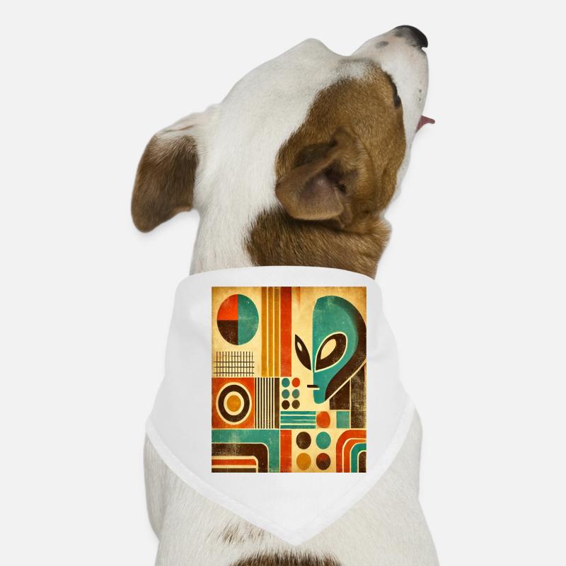 Retro abstract image with Alien face. - Dog Bandana - white
