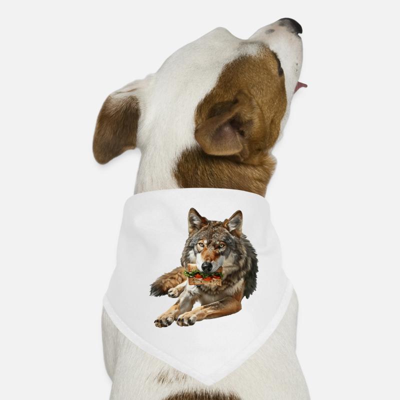 Wolf - Hunde-Bandana - Weiß