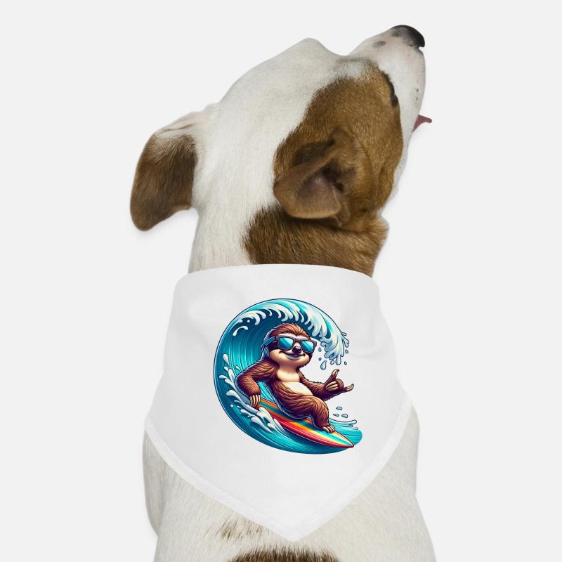 Relaxed sloth surfer on wave Dog Bandana
