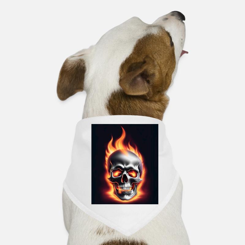 A skull on fire Dog Bandana