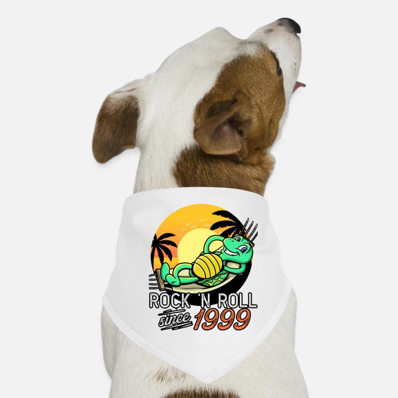 Turtle Rock N Roll seit 1999 Geburtstag - Hunde-Bandana - Weiß