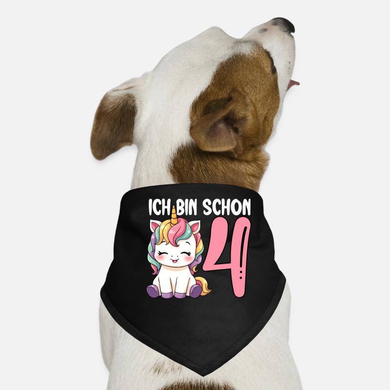 Kinder Einhorn 4. Geburtstag Ich bin schon Vier Hunde-Bandana