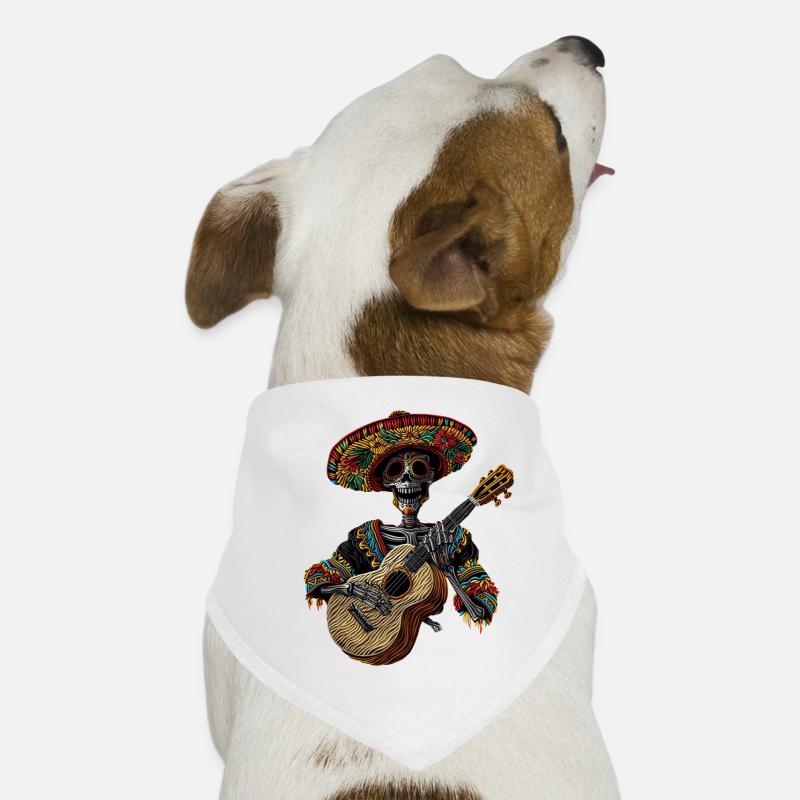 Ukulele Mexican Skeleton Dog Bandana