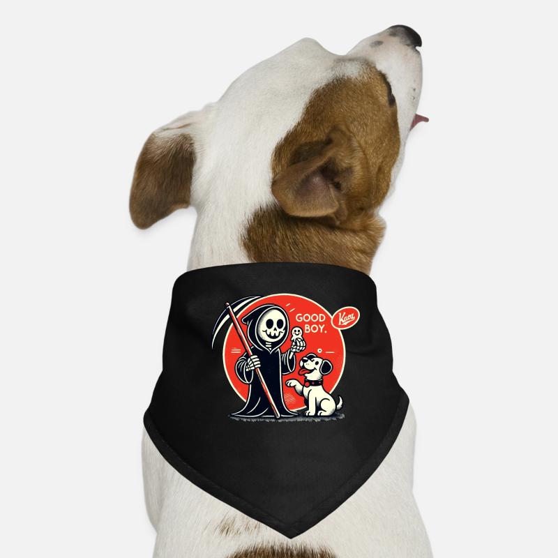 Grim Reaper jouant avec un chien : un bon garçon Bandana pour chien