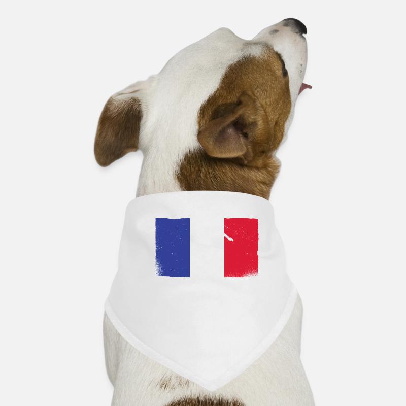 Silhouette de match de football français devant le drapeau - Bandana pour chien - blanc