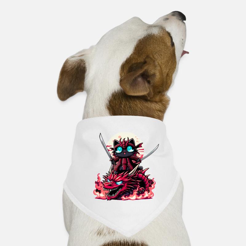 Samurai-Katze mit Schwert auf Drache in Epic Battle 3D Hunde-Bandana