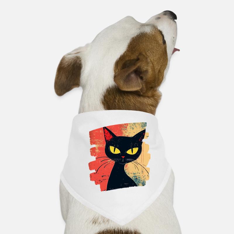 Black Cat Retro Dog Bandana