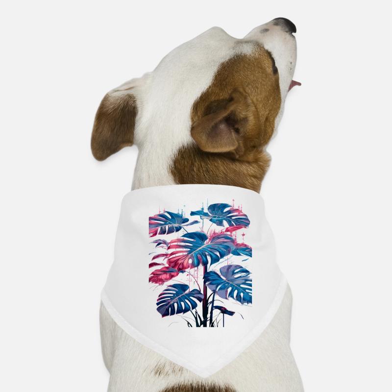 Retro Monstera Pflanze Neon Synthwave Hunde-Bandana