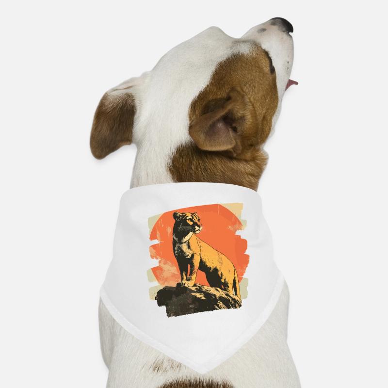 Lion from mountain Retro - Hunde-Bandana - Weiß