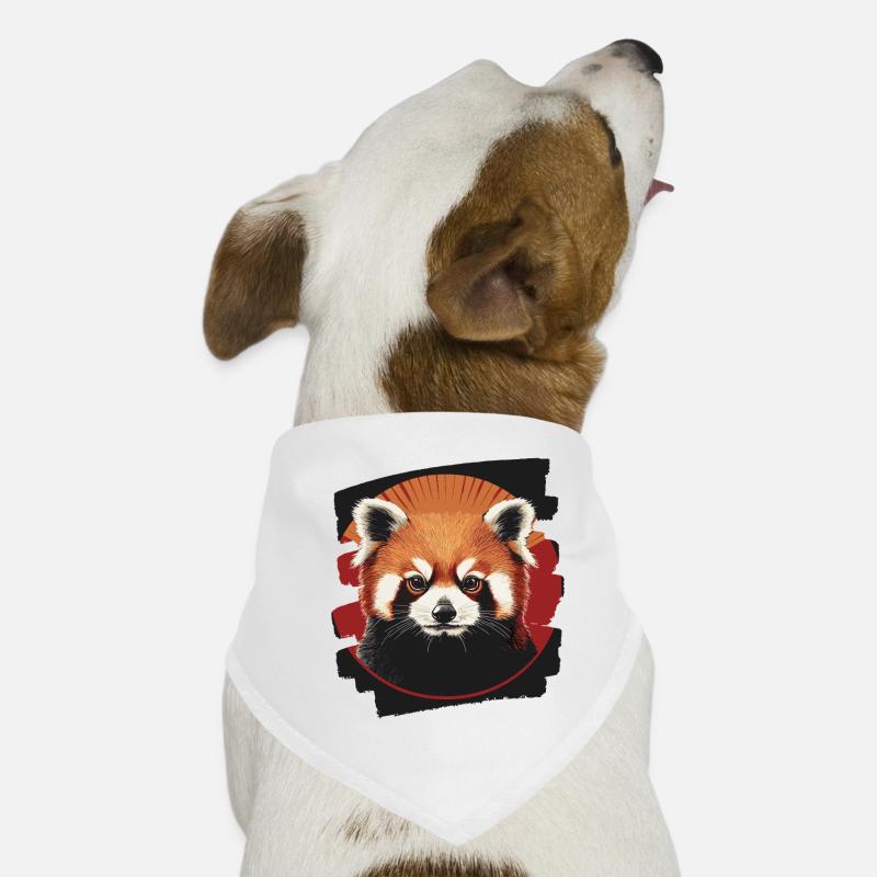 Roter Panda Retro - Hunde-Bandana - Weiß