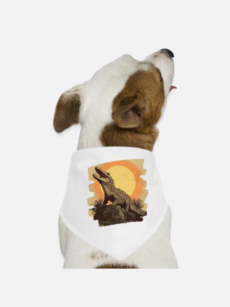Krokodil Retro - Hunde-Bandana - Weiß - Vorne