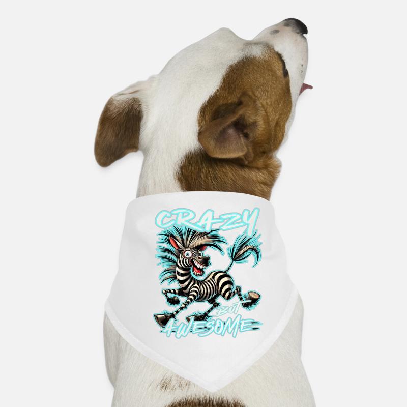 Crazy but Awesome Zebra Comic Style Dog Bandana