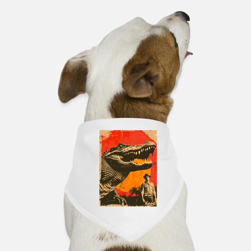 Retro Dinosaur Crocodile Adventure Dog Bandana